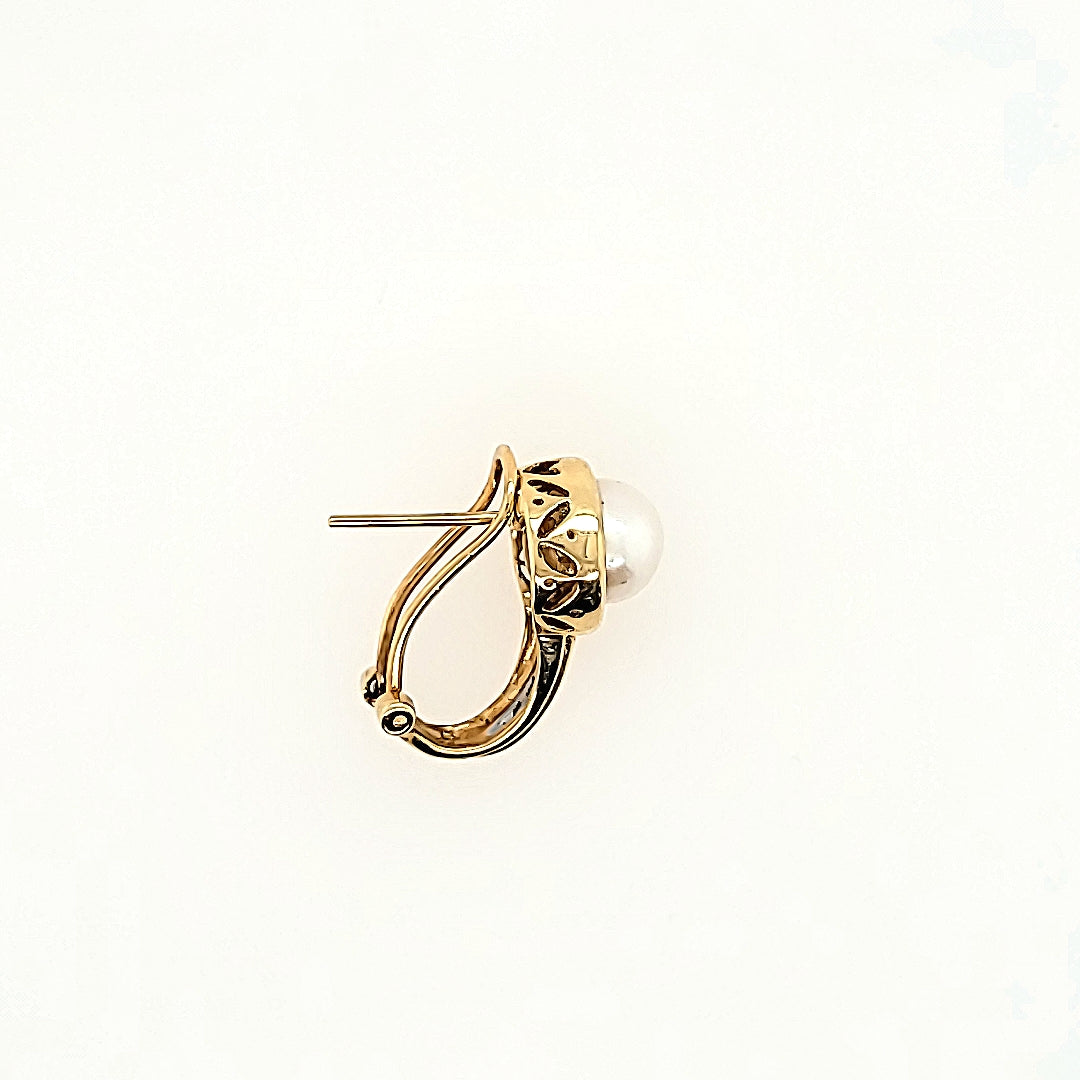 Pearl Earrings with Diamond Accents in 14k Gold