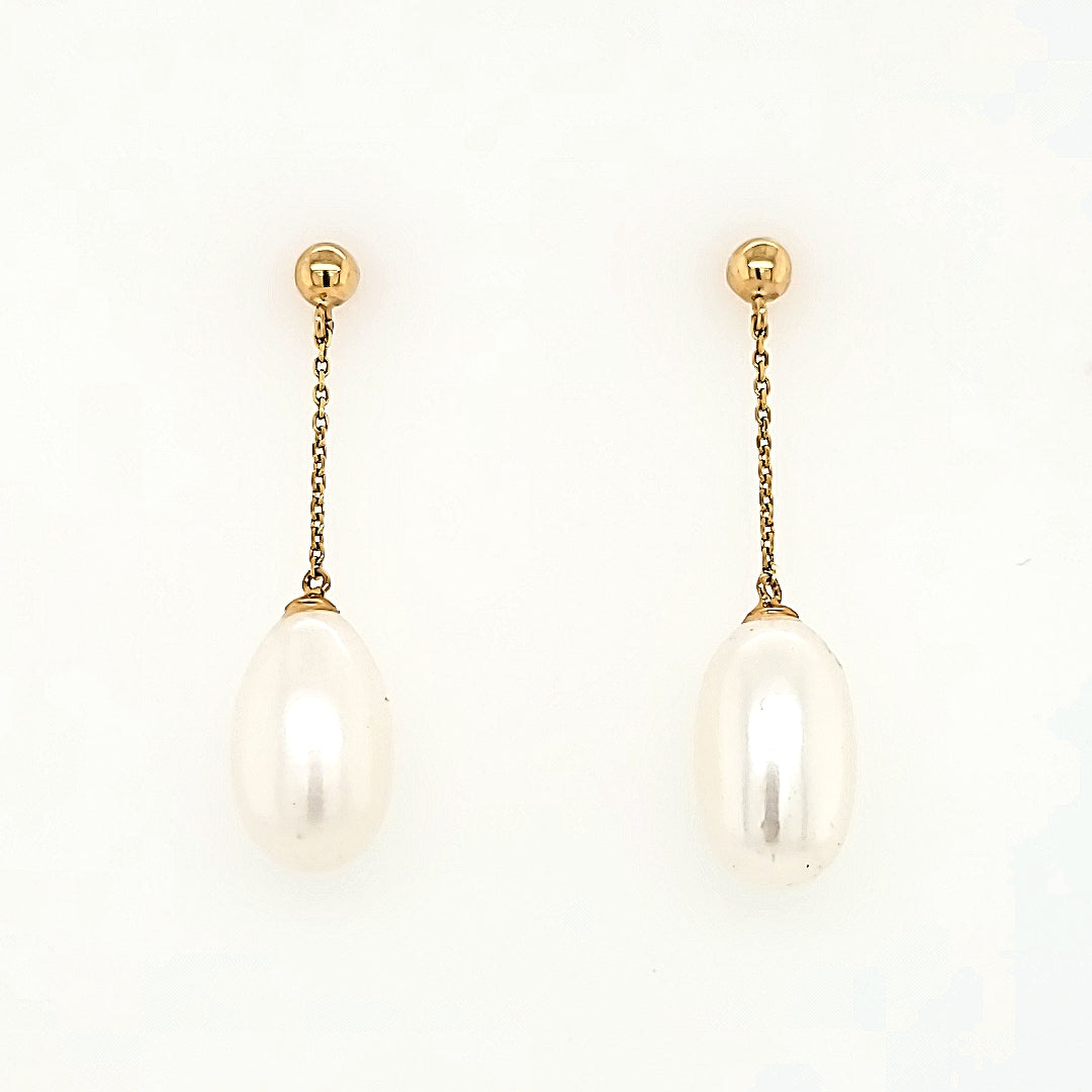 Pearl Drop Earrings in 14k Gold