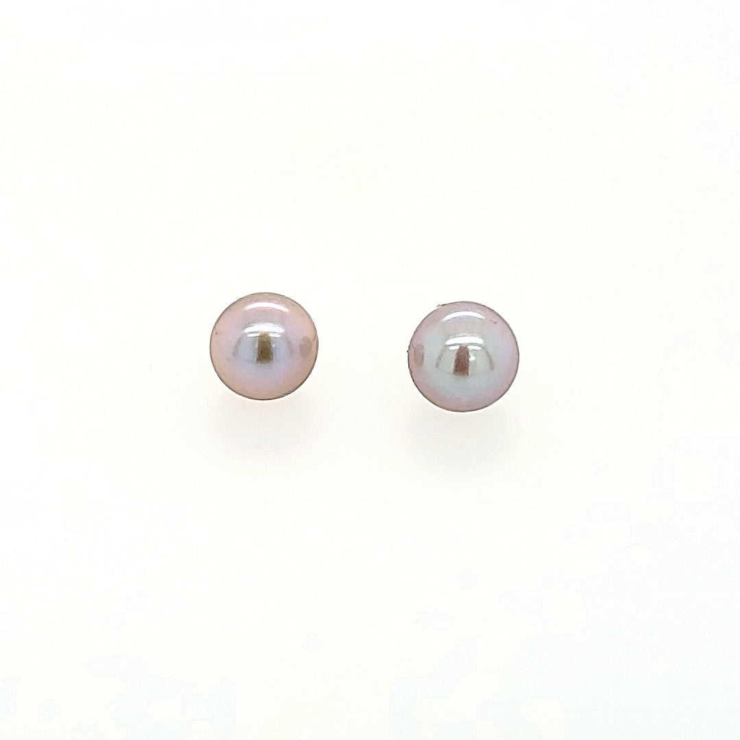 Grey Akoya Pearl Earrings in 14k Gold
