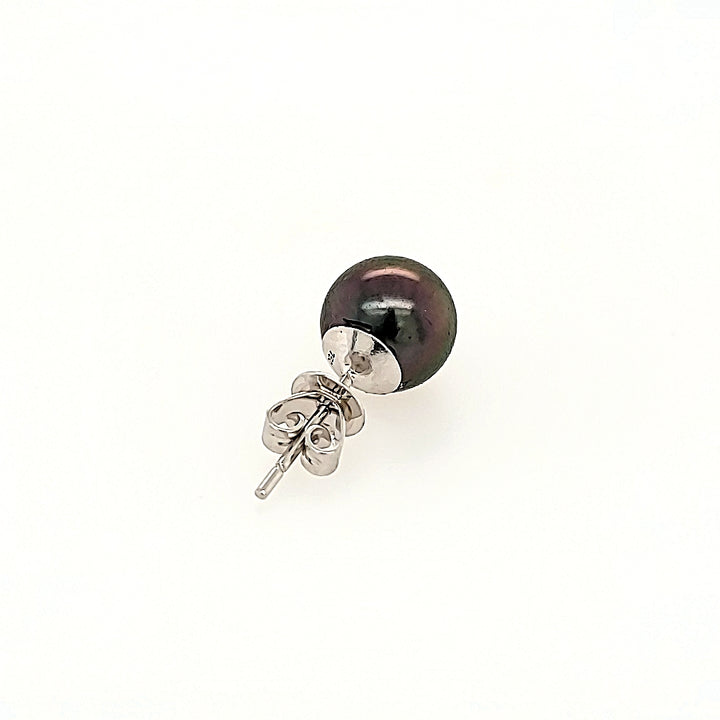 Black Pearl Studs in 18k Gold