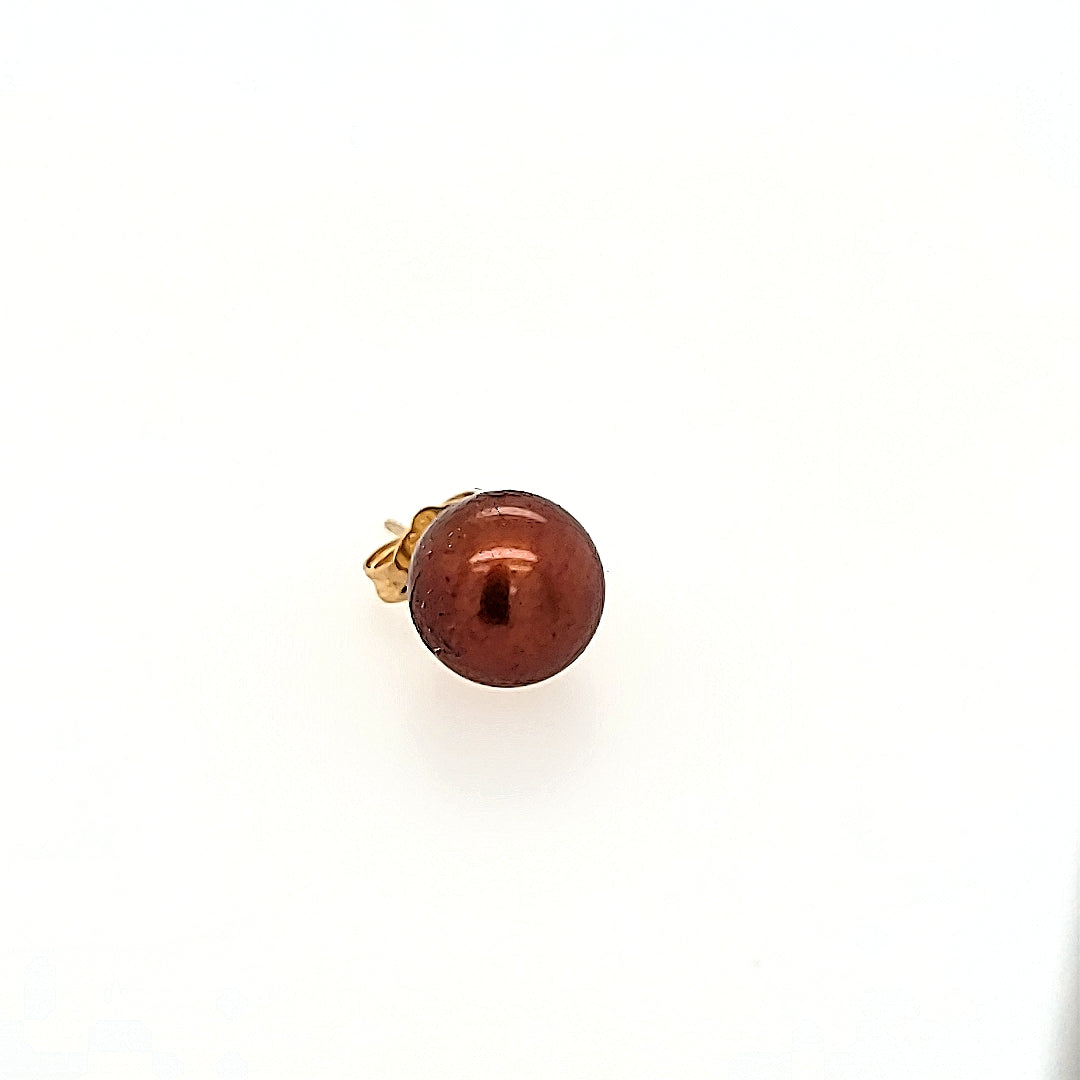 8.5mm Chocolate Pearl Studs in 14k Gold
