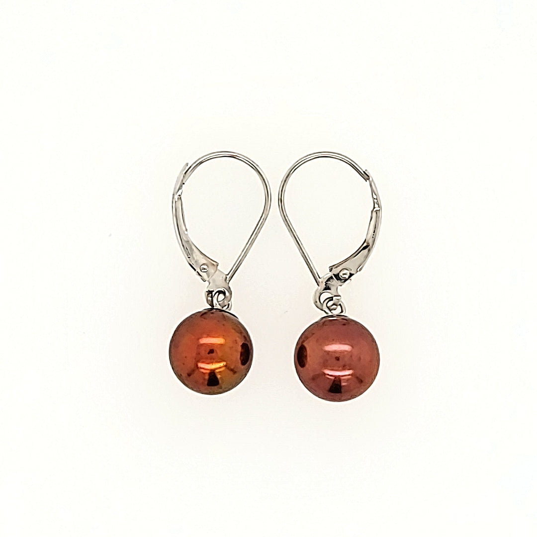 Chocolate Pearl Earrings in 14k Gold