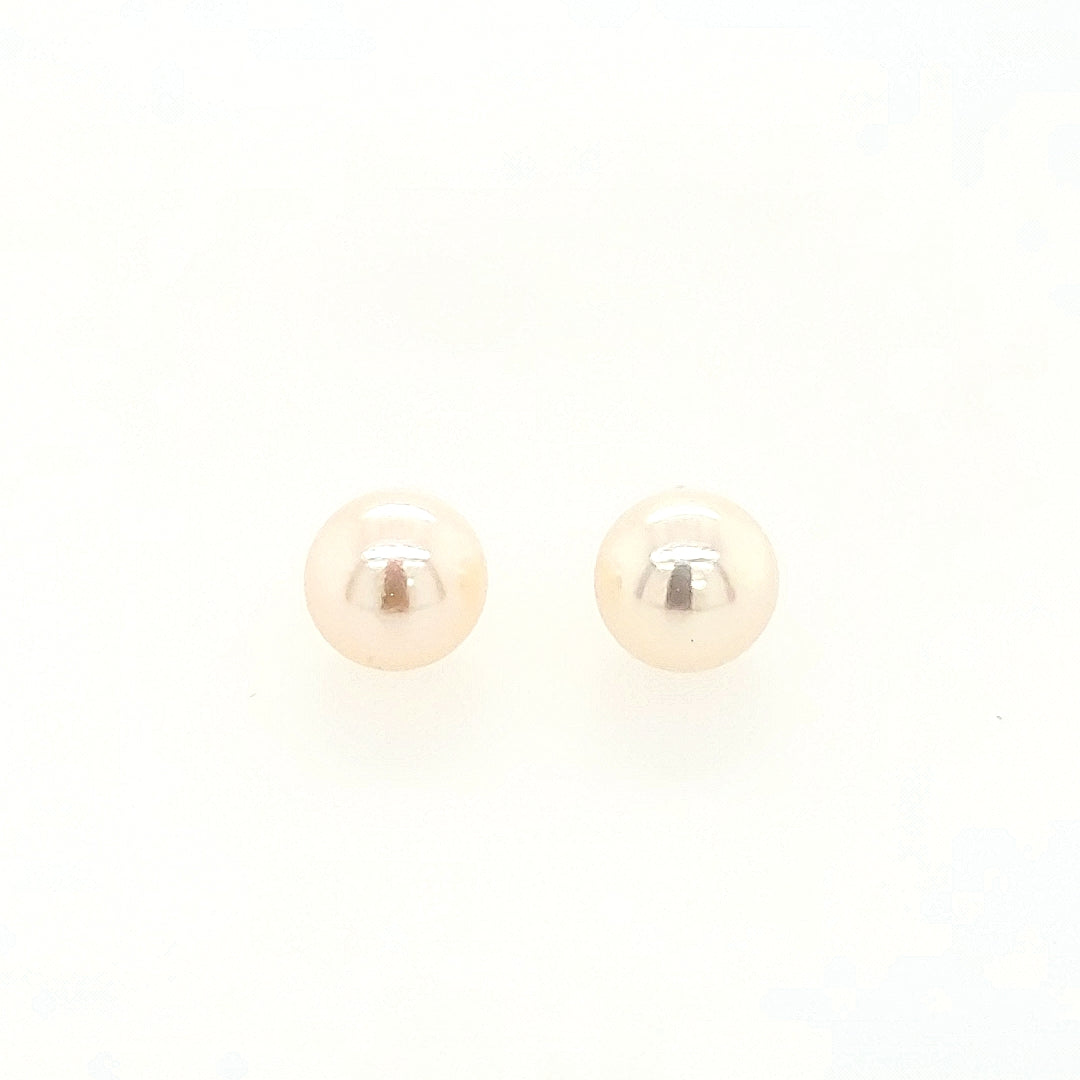 8mm Pearl Studs in 14k Gold