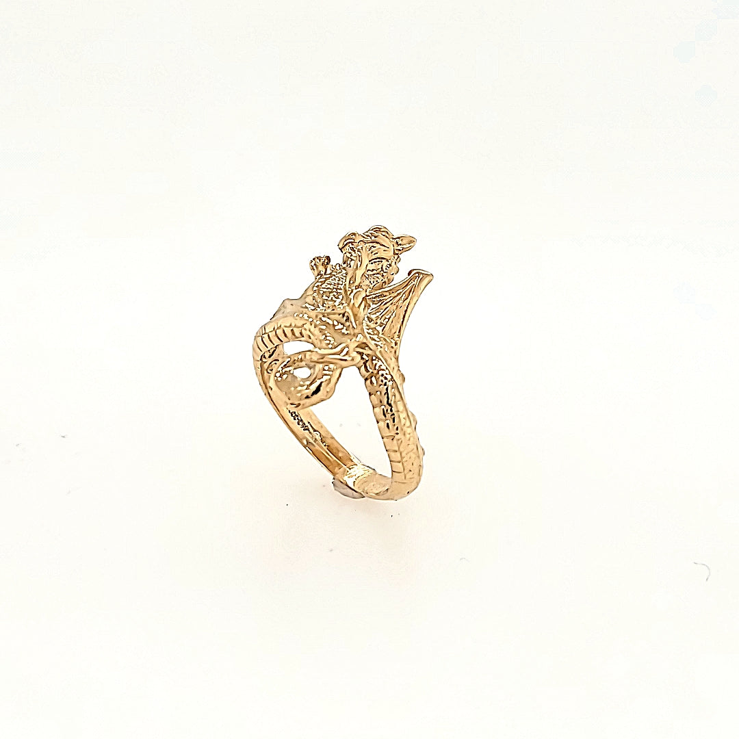 Handcrafted Dragon Ring in 10k Gold