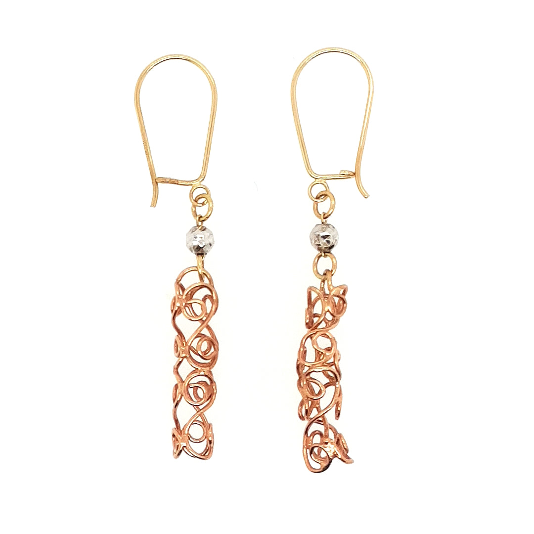 Abstract Dangle Earrings in 14k Gold