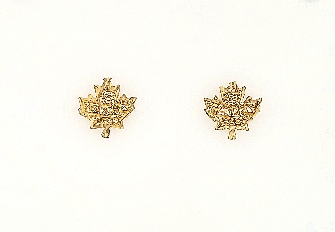 Maple Leaf Canada Earrings in 10k  Gold