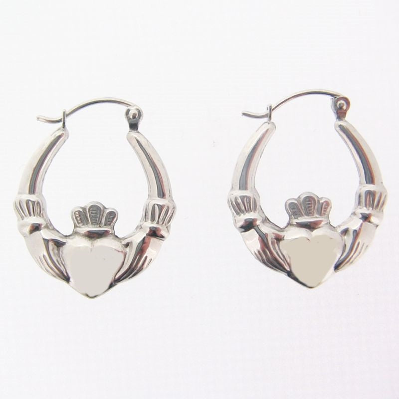 Claddagh Hoop Earrings in 14k Gold