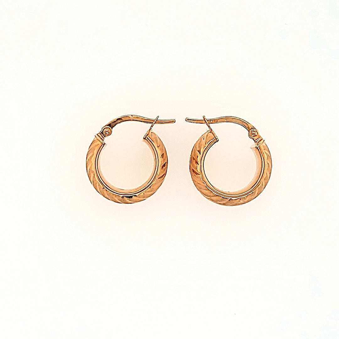 Etched Hoop Earrings in 14k Gold