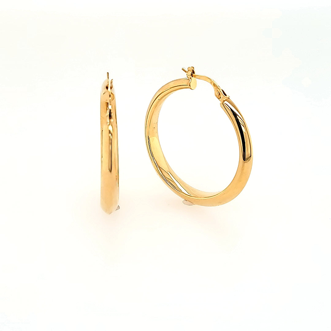 Knife-Edge Hoop Earrings in 14k Gold