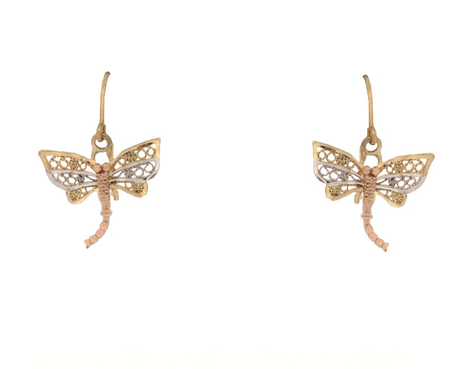 Dragonfly Earrings in 14k Gold