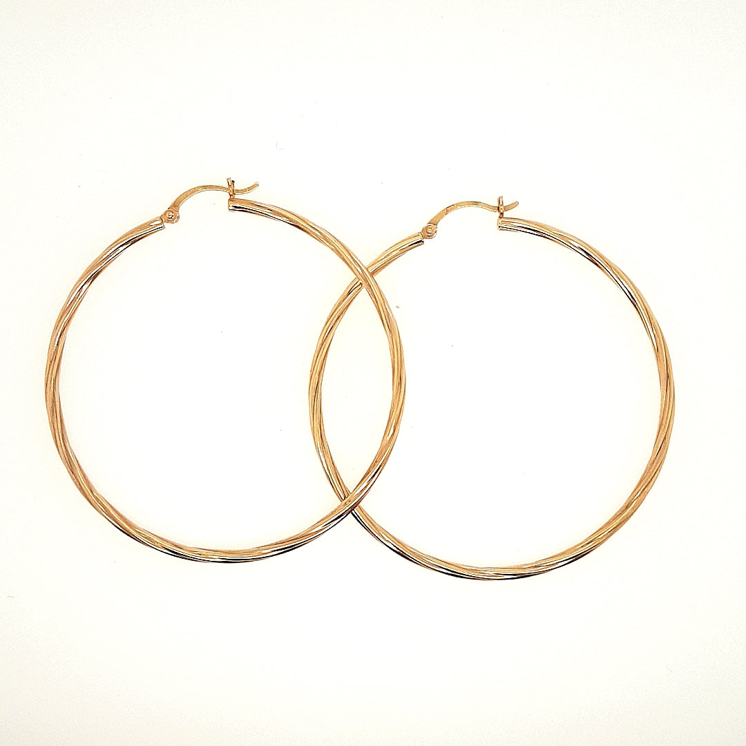 Twisted Hoop Earrings in 14k Gold