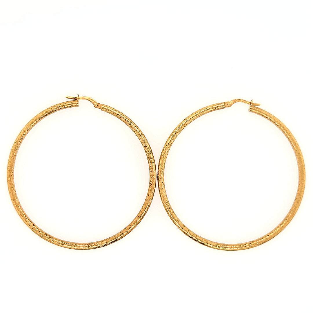 Diamond Cut Hoop Earrings in 14k Gold