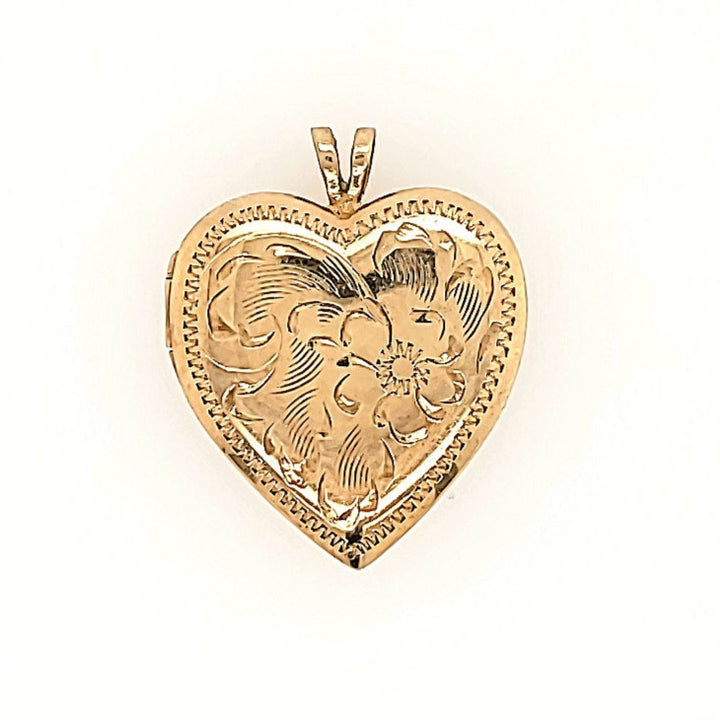 Engraved Heart Locket in 10k Gold
