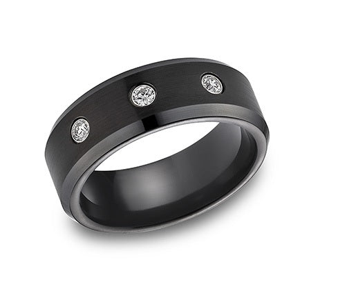 Cobalt Chrome Ring with Diamonds