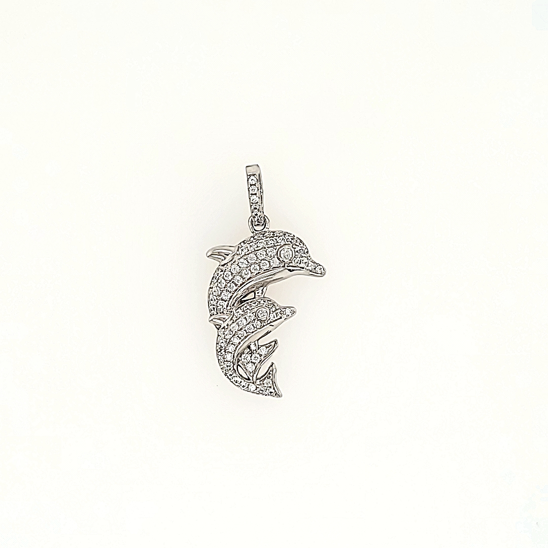 Twin Dolphin Pendant in Sterling Silver