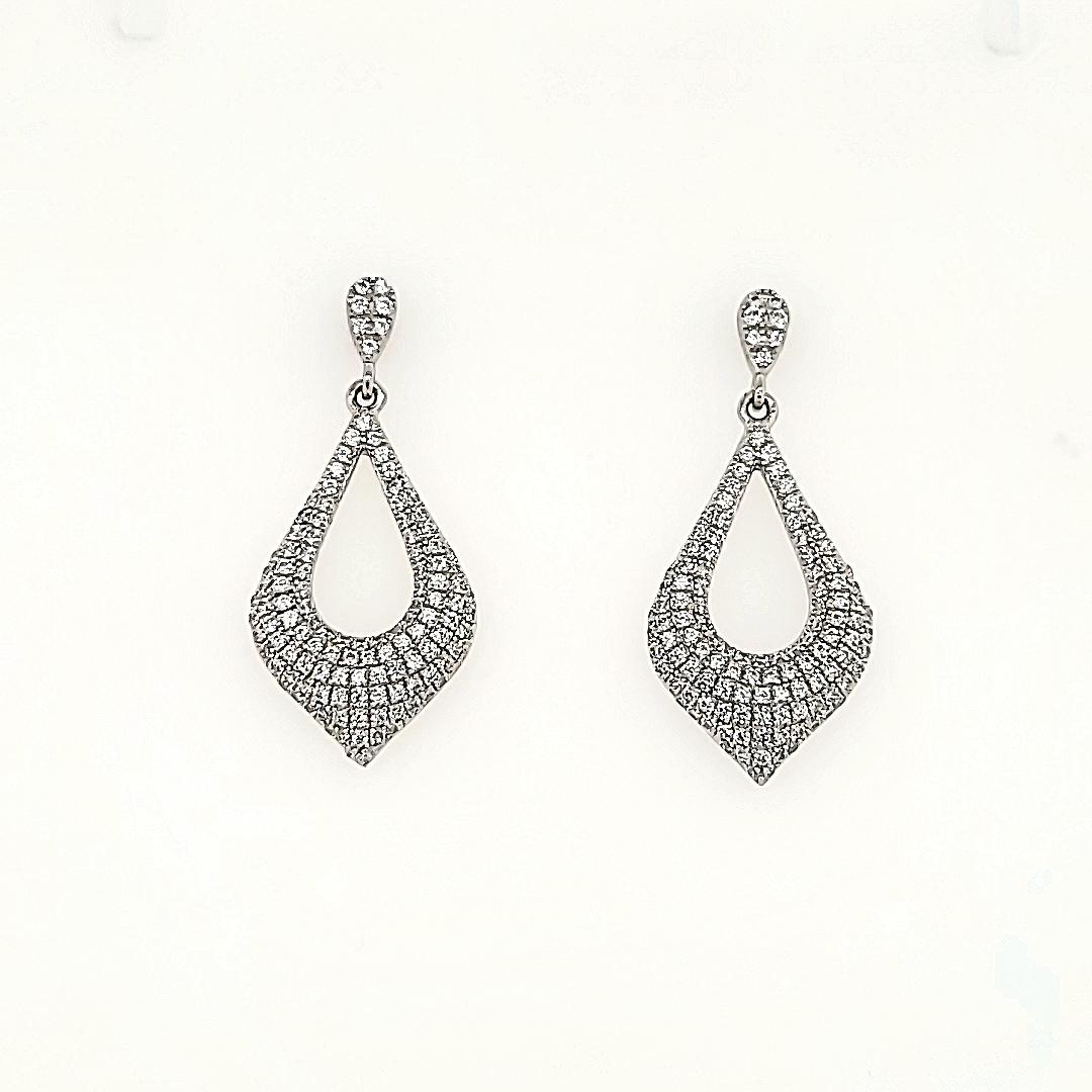 Cubic Set Drop Earrings in Sterling Silver
