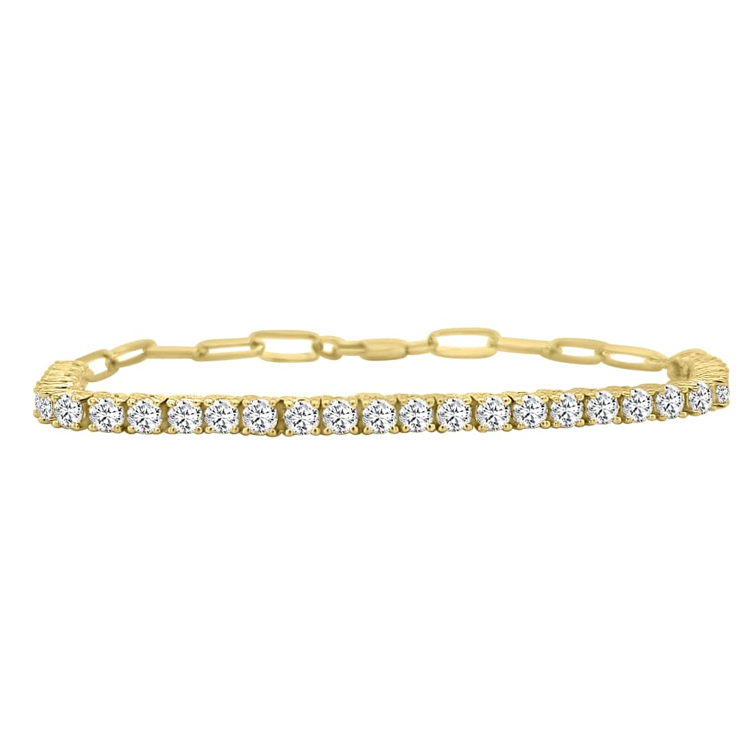 Diamond Paper Clip Bracelet in 14k Gold