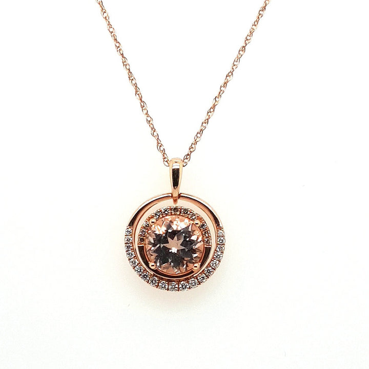 Chatham Morganite Pendant with Diamond Accents in 14k Gold