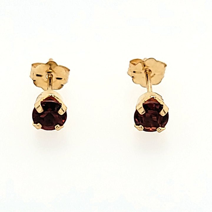 Red Cubic Zirconia Studs in 14k Gold