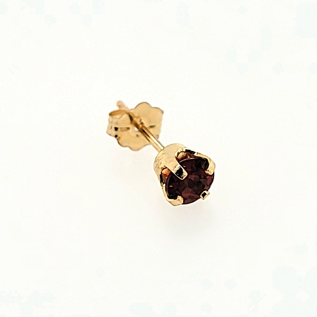Red Cubic Zirconia Studs in 14k Gold