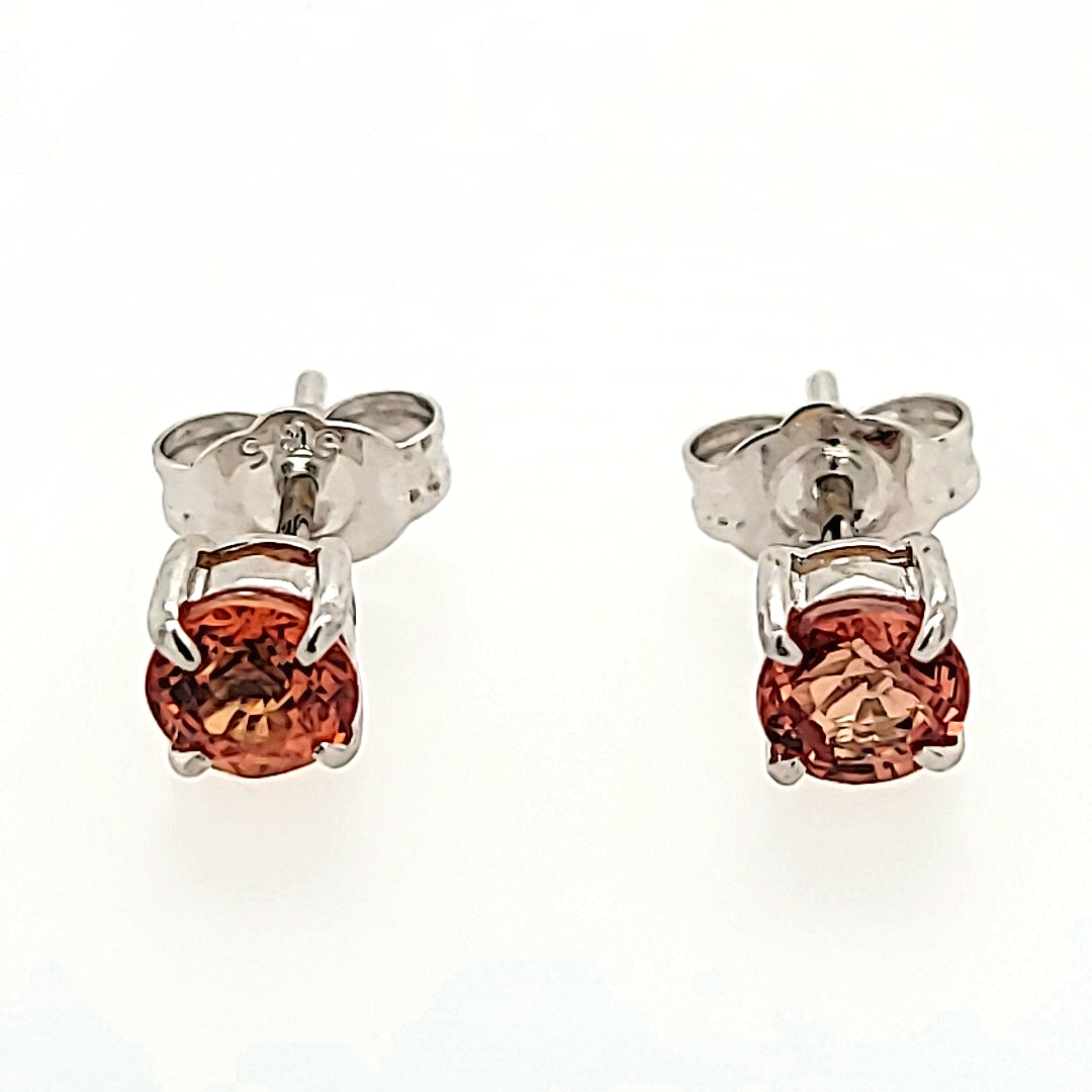 Orange Sapphire Studs in 14k Gold