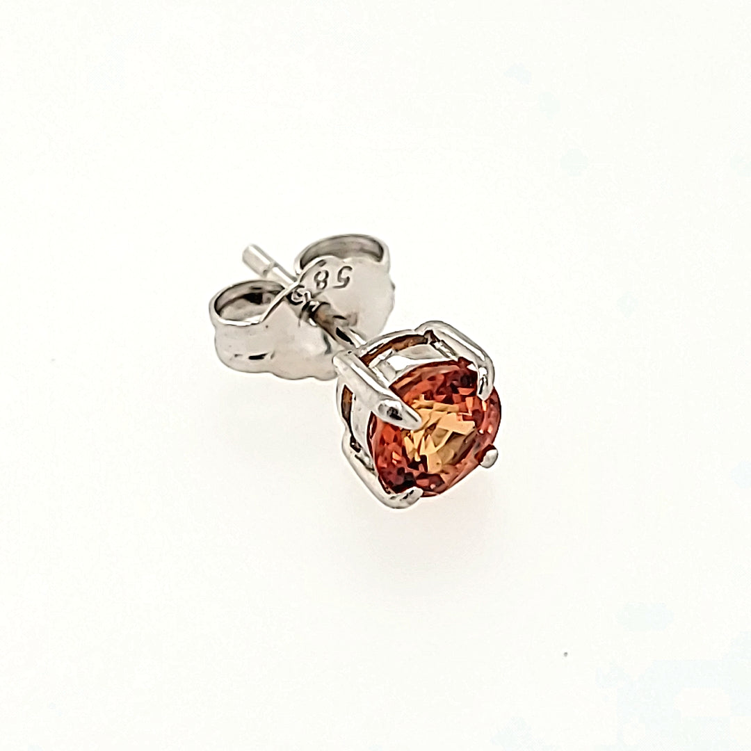 Orange Sapphire Studs in 14k Gold