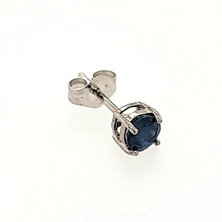 4mm Round Cut Blue Sapphire Studs in 14k Gold