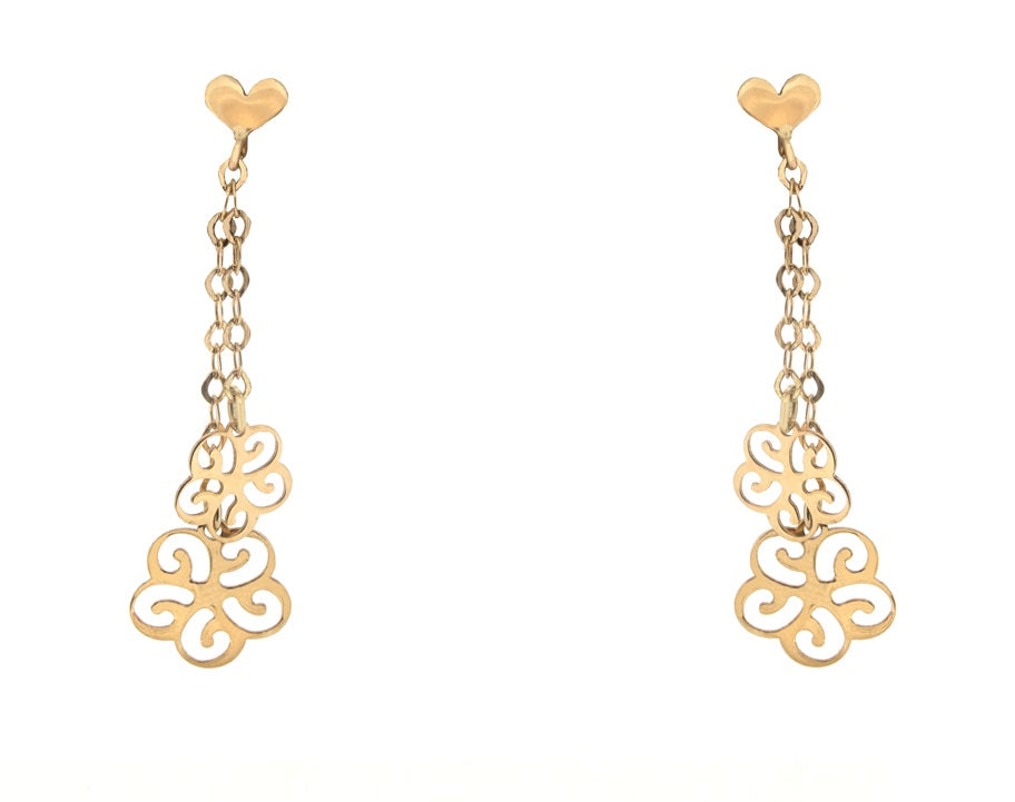 Floral Drop Earrings in 14k Gold