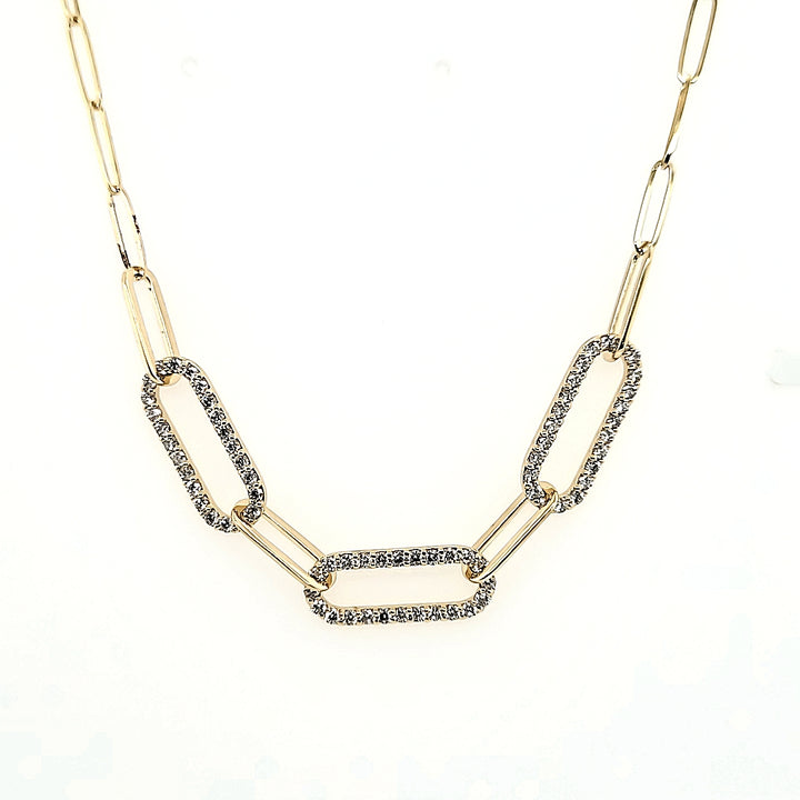 PaperClip Diamond Necklace in 14k Gold