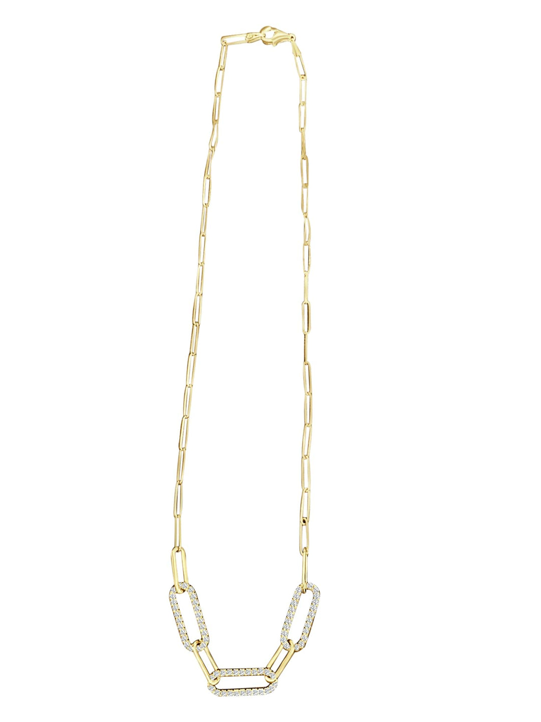 PaperClip Diamond Necklace in 14k Gold