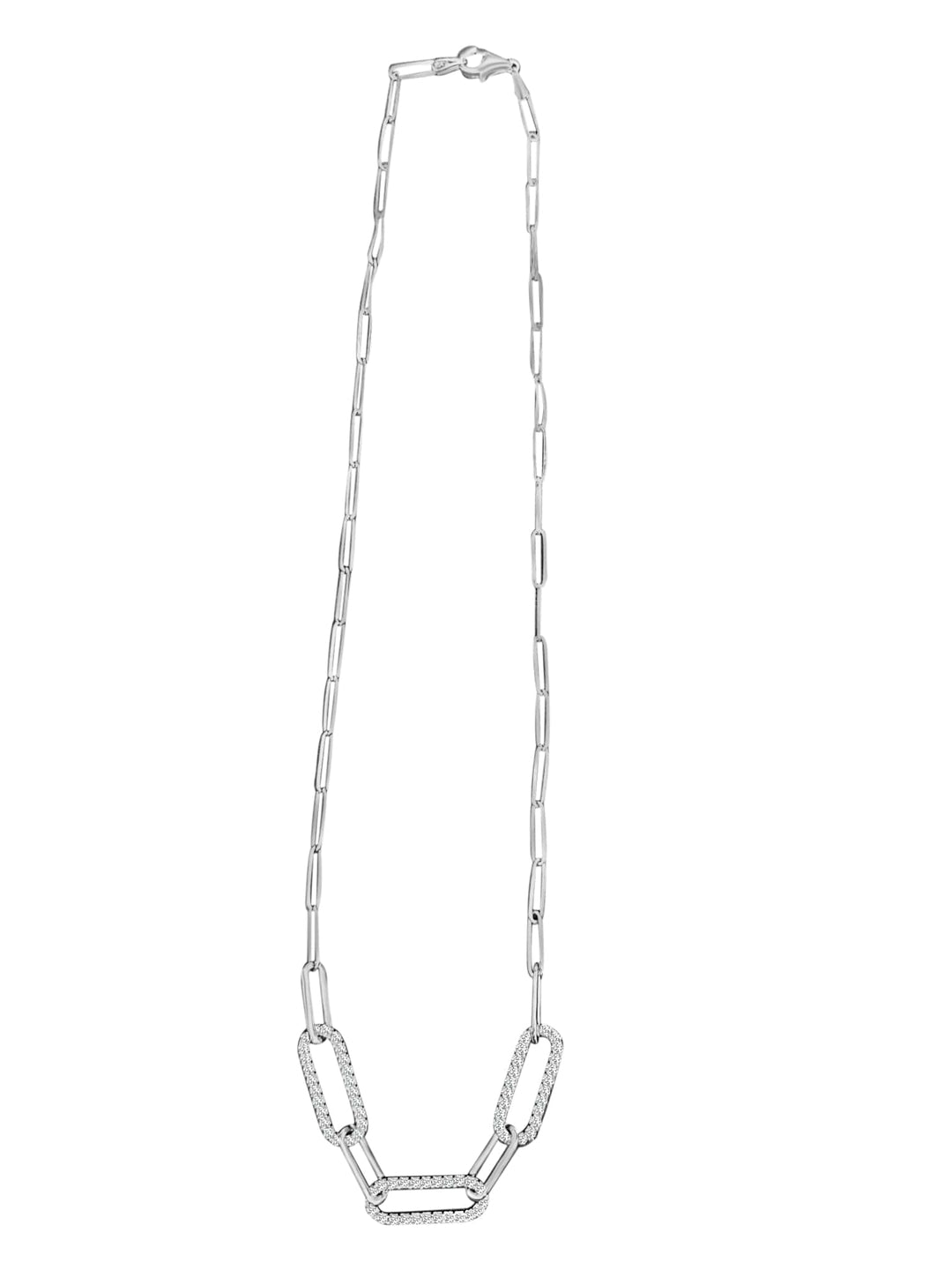 PaperClip Diamond Necklace in 14k Gold