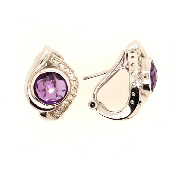 Amethyst Earrings with Diamond Accents in 14k Gold