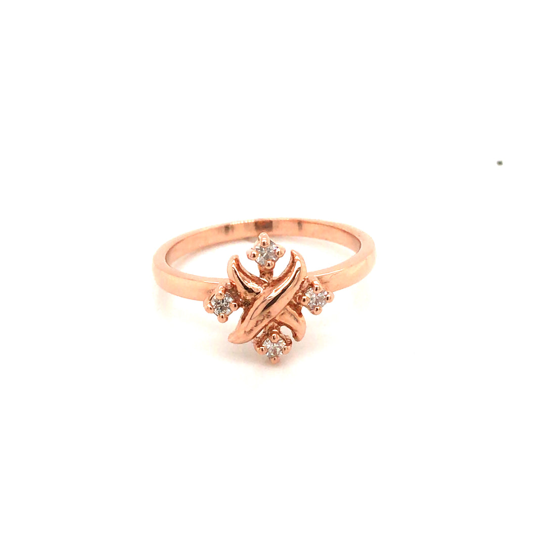 Intricate Four Stone Diamond Ring in 14k Gold